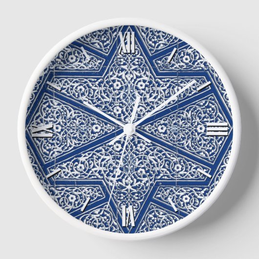 Persian tile pattern - cobalt blue and white wanduhr (Vorderseite)