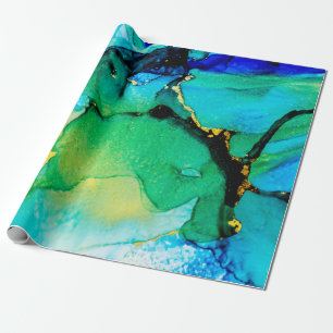 PERSIANISCHES BLAU, chartreusegrün. Sehr schöne Ku Geschenkpapier