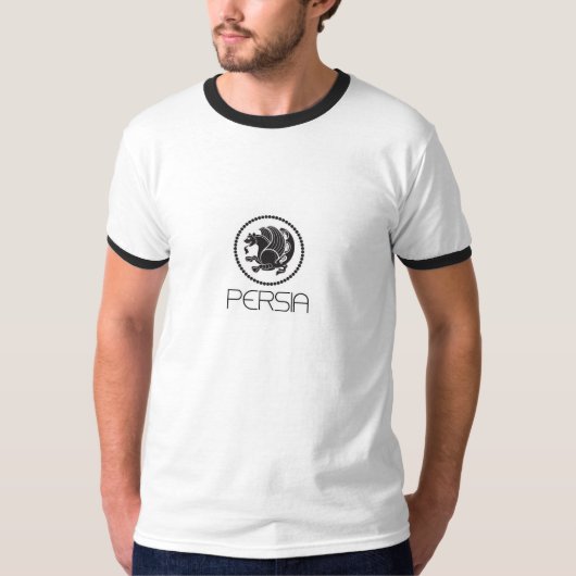 Persien-Wecker-T - Shirt, Weiß/Schwarzes T-Shirt (Vorderseite)