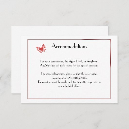 Persimmon Butterfly-Heart-Beilage Begleitkarte (Vorne/Hinten)