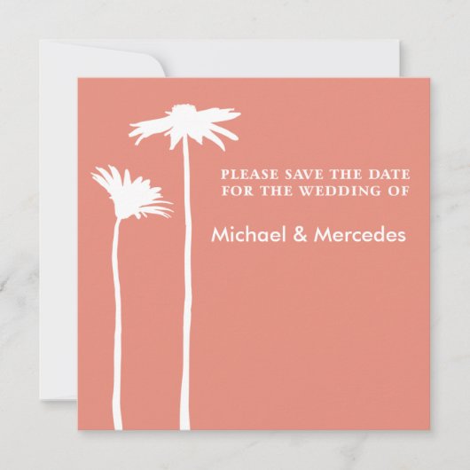 Persimmon Daisy Blooms Save the Date Einladung (Vorderseite)