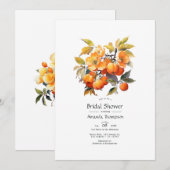 Persimmon Floral Brautparty Einladung (Vorne/Hinten)