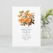 Persimmon Floral Wedding Einladung (Stehend Vorderseite)