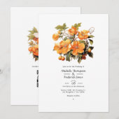 Persimmon Floral Wedding Einladung (Vorne/Hinten)