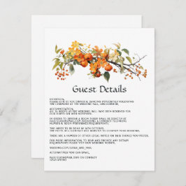 Persimmon Floral Wedding Guest Details Begleitkarte