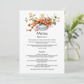 Persimmon Floral Wedding Menükarte (Stehend Vorderseite)