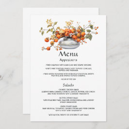 Persimmon Floral Wedding Menükarte