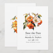 Persimmon Floral Wedding Save The Date (Vorne/Hinten)