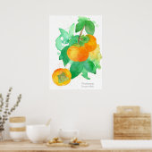 Persimmon Frucht Botanische Wasserfarbe Poster (Küche)