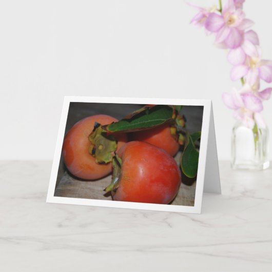 Persimmon Fruit Portrait Karte (Orchidee)