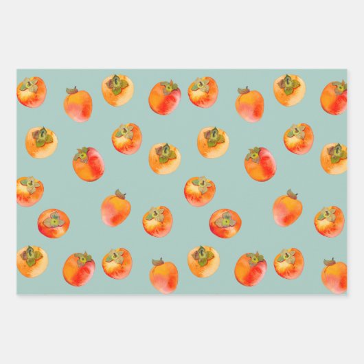 Persimmon Fruit Tiled Geschenkpapier Set (Vorderseite 3)