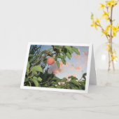 Persimmon in Tree, Pink Sky Portrait Karte (Gelbe Blume)