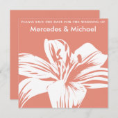 Persimmon Lily Bloom Save the Date Einladung (Vorne/Hinten)