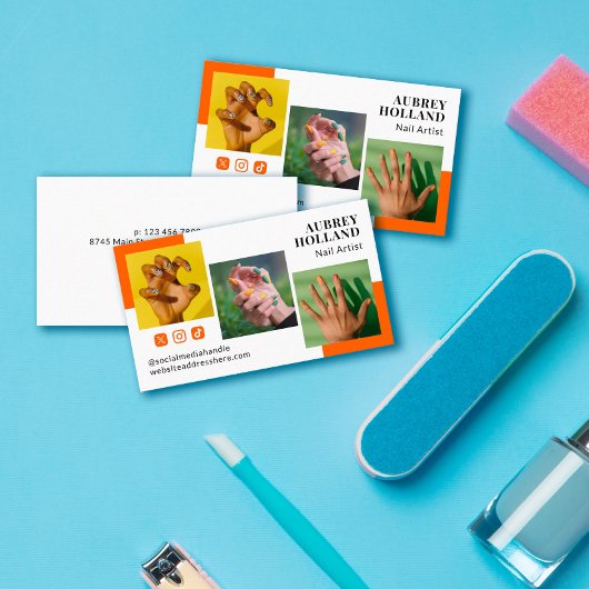 Persimmon Modern 3 Fotos Social Media Nail Artist Visitenkarte