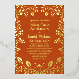 Persimmon Orange Real Gold Foil Folieneinladung