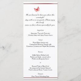 Persimmon Rose Butterfly Heart Menü Menükarte