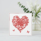 Persimmon Rose Butterfly Herzensjubiläum Einladung (Stehend Vorderseite)