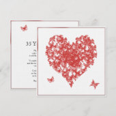 Persimmon Rose Butterfly Herzensjubiläum Einladung (Vorne/Hinten)