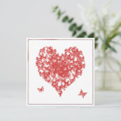 Persimmon Rose Butterfly Herzenslust Einladung (Stehend Vorderseite)