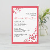 Persimmon und White Hibiskus Blume Brautparty Einladung (Stehend Vorderseite)