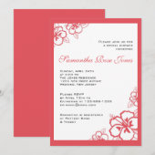 Persimmon und White Hibiskus Blume Brautparty Einladung (Vorne/Hinten)