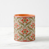 Persimmon Wildblumen Damask Kaffee Tasse (Zentrum)