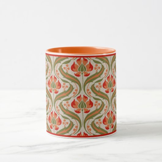 Persimmon Wildblumen Damask Kaffee Tasse (Zentrum)