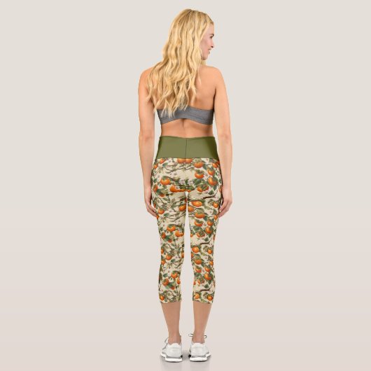 Persimmonmuster Capri Leggings (Rückseite)