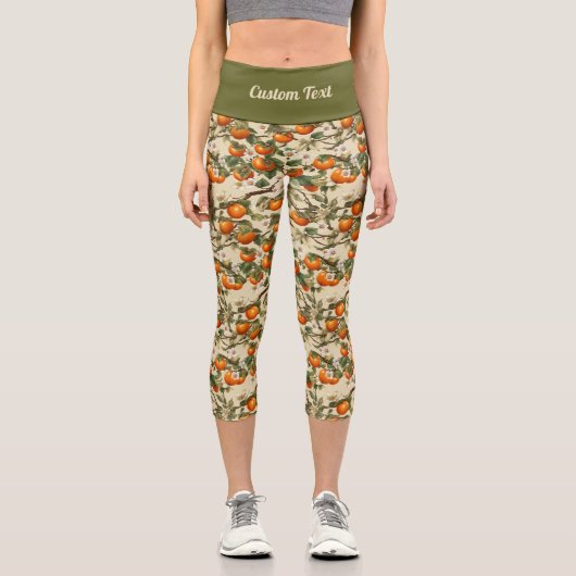 Persimmonmuster Capri Leggings (Vorderseite)