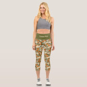 Persimmonmuster Capri Leggings (Vorderseite)