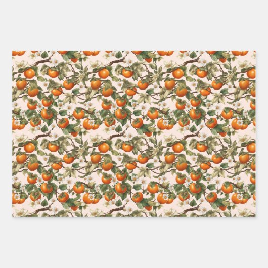 Persimmonmuster Geschenkpapier Set (Vorderseite 2)