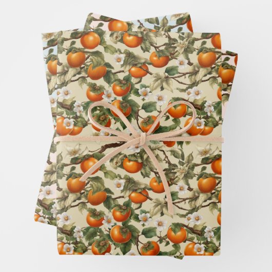 Persimmonmuster Geschenkpapier Set (Beispiel)