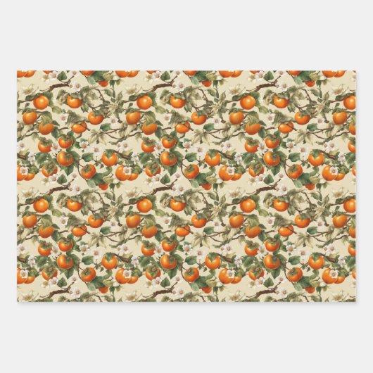 Persimmonmuster Geschenkpapier Set (Vorderseite)
