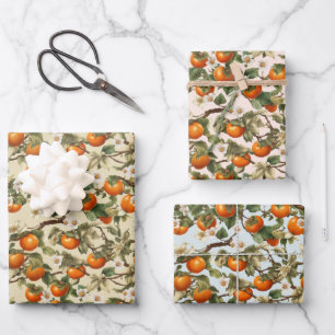 Persimmonmuster Geschenkpapier Set