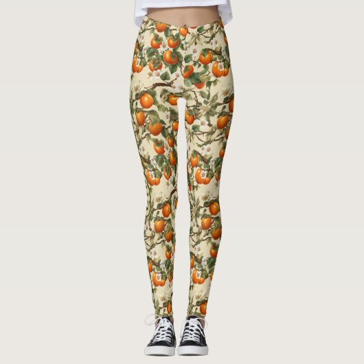 Persimmonmuster Leggings (Vorderseite)