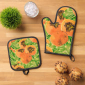 Persimon Jungle (Kaki) Ofenhandschuh & Topflappen-Set (Oben Unten)