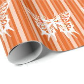 Persimon Viktorianischer Streifen mit Schmetterlin Geschenkpapier (Rolleneckpunkt)