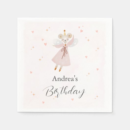 Persinalized Pastel Pink Baby Mouse Cute Napkin Serviette (Vorderseite)