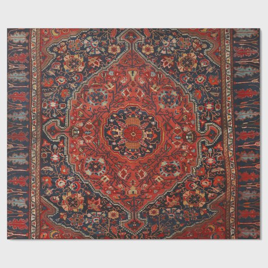 Persisch-Joshan-Rot-Rost-Blau  Geschenkpapier (Flach)