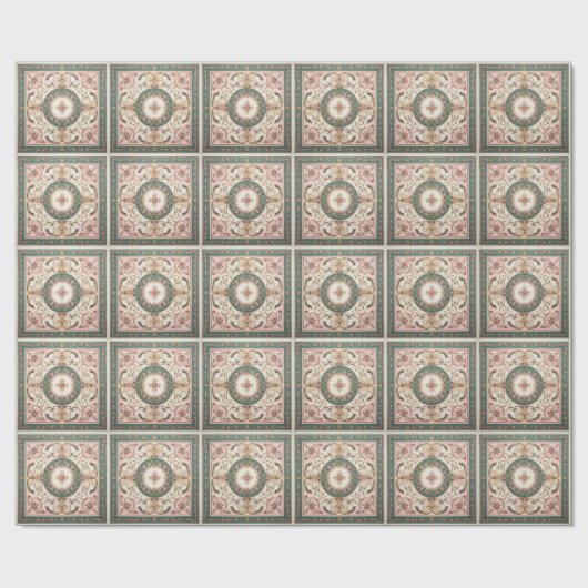 Persisch-rosa-grüner blüh geschenkpapier (Flach)