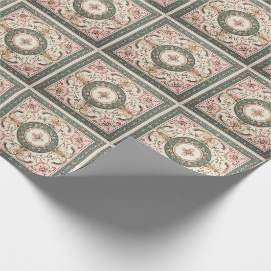 Persisch-rosa-grüner blüh geschenkpapier (Ecke)