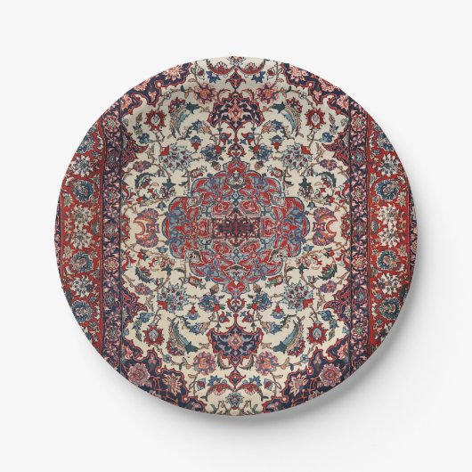 Persischblaue Creme Pappteller (Vorderseite)
