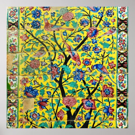 Persische Blume und Birds Tile Mosaik, Iran Poster (Vorne)