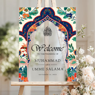 Persische Blumen-Creme-Muslim-Hochzeitsbegrüßung Acrylschild
