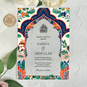 Persische Blumenmosaik-Muslim-Hochzeit Acryleinladungen