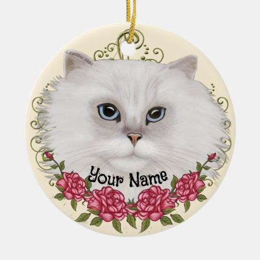 Persische Cat-Rose Keramik Ornament (Vorne)