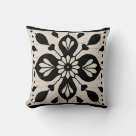 Persische Eleganz: Handgemachter Schwarz-Weiß-Kili Kissen
