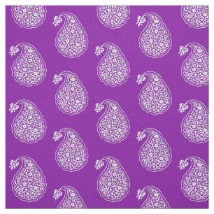 Persische Fliese Paisley - Weiß auf amethyst Lila Stoff