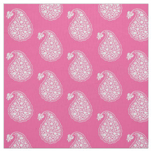 Persische Fliese Paisley - Weiß auf pinkfarbenem Stoff