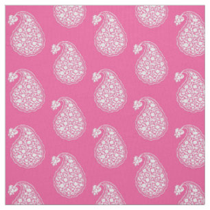 Persische Kachel-Paisley - weiß auf Fuchsia-Rosa Stoff
